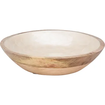 H&L Mísa mangové dřevo, perleťový smalt, krémová, 23,5 cm, dekorace