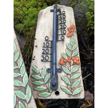 Hodiny Keramický teploměr velký s jeřabinou (40cm)