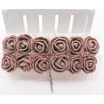 Pěnové růže – (hnědá) svazek 12 ks