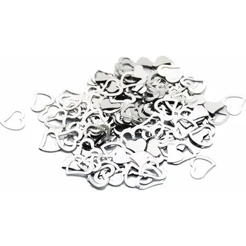 Svatební dekorace Konfety srdíčka vyřezávané laserem (stříbrné)