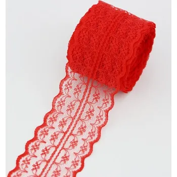 Svatební dekorace Krajková stuha (červená) 10m