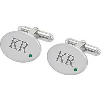 Manžetový knoflíček Stříbrné manžetové knoflíčky s gravírem a smaragdy Triglyf