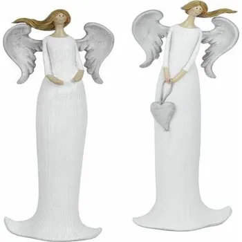 Vánoční dekorace Anděl Amabel se srdcem, bílá, 8x26x4,5cm, balení obsahuje 2 kusy!|Ego Dekor