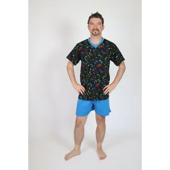 Pánské pyžamo Pyžamo pánské krátké Rozárka P1 hra černé Barva: černá, Velikost: 4XL