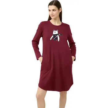 Dámská noční košile Dámská elegantní bavlněná noční košile s kapsami Vamp 23686 red cabernet velikost S