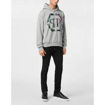 Pánská mikina PHILIPP PLEIN Mikina 9589 Šedá Regular Fit XXL