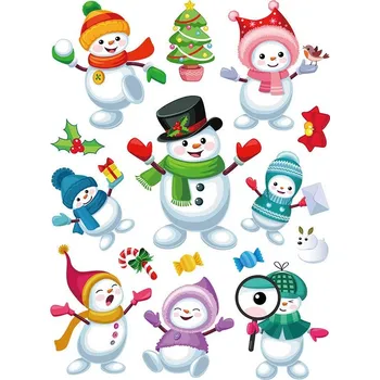 Svatební dekorace Vánoční samolepky na okna - (sněhuláci)