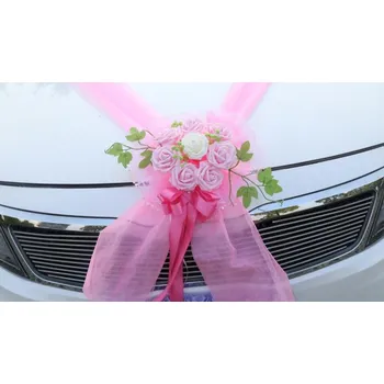 Svatební šerpa na auto – růžová