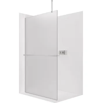 CERANO - Sprchová zástěna Walk-in Onyx Top Round L/P - 8 mm - kulatá vzpěra + polička/držák na ručníky - chrom, mléčné sklo - 30x200 cm