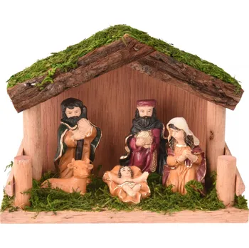 Vánoční dekorace Dřevěný betlém 11 cm