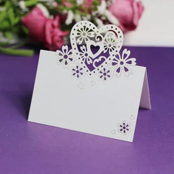 Svatební dekorace Jmenovka na svatební stůl – Srdíčko bílé (14 ks)