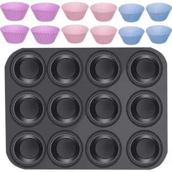 Svatební dekorace Teflonový plech na muffiny + 12 silikonových košíčků