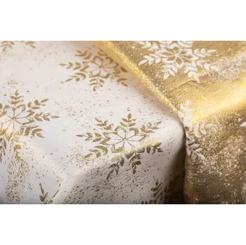 ubrus Luxusní Vánoční ubrus s vločkami - zlatý SW14 Rozměr ubrusu (šířka x délka): 110x160cm