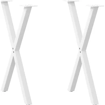 Stolová podnož OMAXI Nohy k jídelnímu stolu ve tvaru X, 2 ks, bílé, 50 x (72-73) cm, ocel 315694