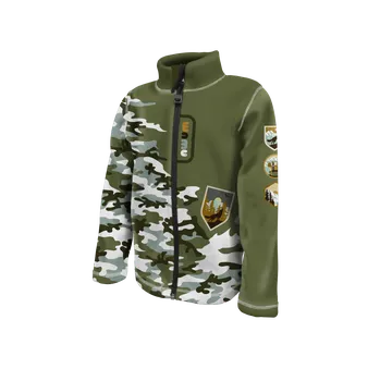 Chlapecká mikina WAMU Fleecová mikina dětská MASKÁČ khaki vel. 152-158