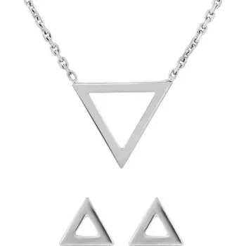 Souprava šperků Zlatá sada náušnic a náhrdelníku ve tvaru trojúhelníku Sienna