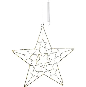 Vánoční dekorace Hvězda závěsná LED,50 LED, baterie AA, zlatá, 68x135cm|Ego Dekor