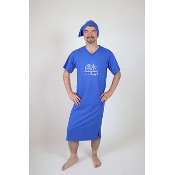 Pánská noční košile Košile noční pánská Rozárka P317 Jak ti to šplape? kolo modrá Barva: Modrá, Velikost: M