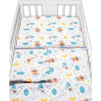 Povlečení 3-dílná sada, mantinel s povlečením Sny medvídků - hnědá, bílá, 135x100 cm