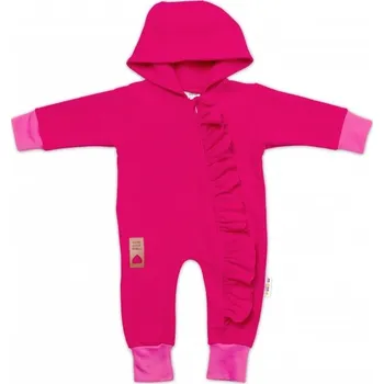 Kojenecký overall Teplákový overal s volánkem a kapucí GIRL, Baby Nellys, amarant, vel. 62