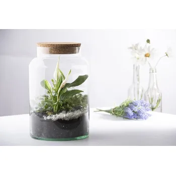 Aerárium z RECYKLOVANÉHO SKLA s korkovým uzávěrem 7 L, 18,5 x 18,5 x 32 cm|Esschert Design