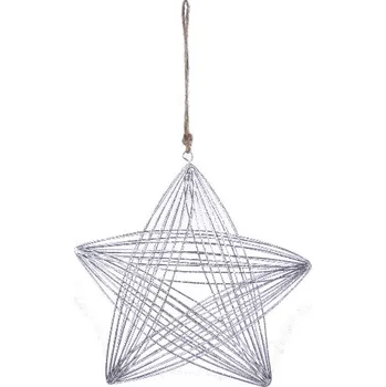 Hvězda drátěná, stříbrná, velká|Ego Dekor