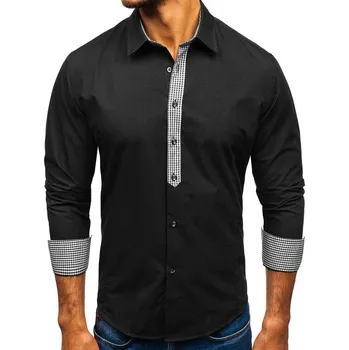 Pánská košile Černá pánská elegantní košile s dlouhým rukávem Bolf 0939 - 2XL