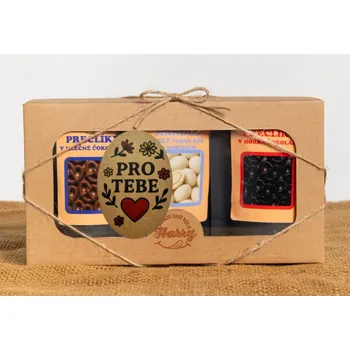 Dárková krabička Dárková sada křupavých preclíků a sladkých mandlí mix 3ks pro Tebe (Dárková sada křupavých preclíků a sladkých mandlí mix 3ks pro Tebe)