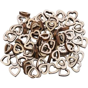 Svatební dekorace Dřevěný výřez – srdíčka (1cm) 100ks