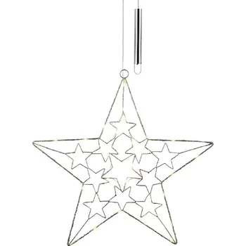 Vánoční dekorace Závěs hvězda LED, 30LED, stříbrná, 50x118cm|Ego Dekor