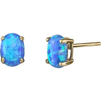 Šperk Modré oválné opály ve zlatých náušnicích Qati