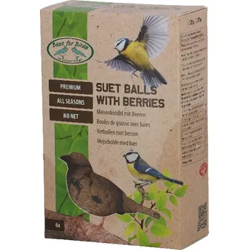 Krmítko pro ptáka Krmení pro ptáčky, koule lojová s bobulemi, balení 6ks (DOPRODEJ)|Esschert Design