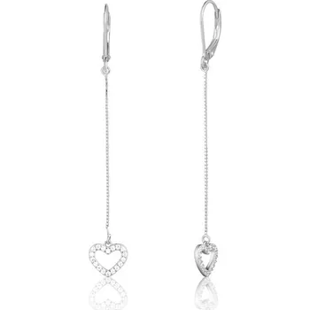 Módní doplněk JVD Dlouhé stříbrné visací náušnice se srdíčky SVLE1910XE9BI00 + 2 měsíce na vrácení zboží