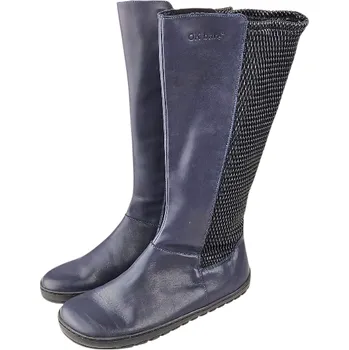 Dámská fitness obuv Dámské vysoké barefoot kozačky BARRA tmavě modrá s filcovou podšívkou 39