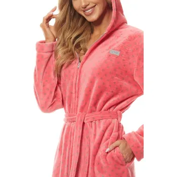 Dámský župan L&L župan dámský 9156 ZPPR - amarant, XXL (Dámský župan na zip s kapucí)