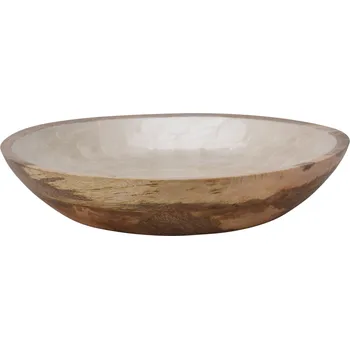 H&L Mísa mangové dřevo, perleťový smalt, krémová, 30 cm, velká