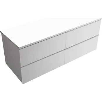 Koupelnový nábytek CERANO - Koupelnová skříňka pod umyvadlo s úchytkou/deskou pod umyvadlo Velora - 18 mm - bílá matná, chromová úchytka - 120x49,8x45,2 cm