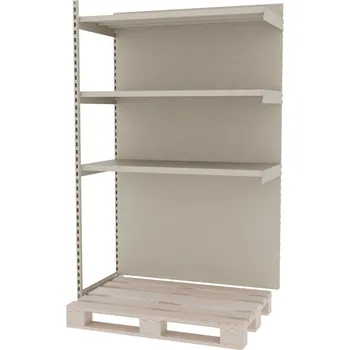 Dílenský regál Zesílený obchodní regál pro paletu MAGO H-210 cm L-126,5 cm G-68 cm – přídavný modul, krémový