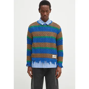 Pánský svetr Svetr Andersson Bell Damaged Stripe Boatneck pánský, hnědá barva, lehký, atb1239u, L, 84X