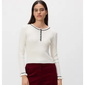 Dámský svetr Reserved - Žebrovaný pletený svetr - krémová - 039GS-01X - 039GS-01X-M