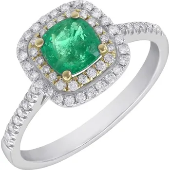 Prsten Prsten ze dvou druhů zlata se smaragdem a diamanty Vicente