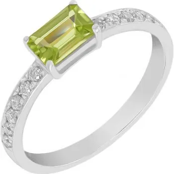 Prsten Zásnubní prsten s olivínem a moissanity Lavita