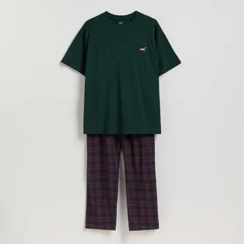 Reserved - Dvoudílná pyžamová souprava s&nbsp;vánočním motivem - tmavě zelená - 957ER-79X - 957ER-79X-L