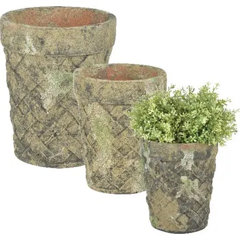 Květináč Květináč Mech AGED CERAMIC , set 3ks - 15 cm, 20 cm a 24 cm (DOPRODEJ)|Esschert Design