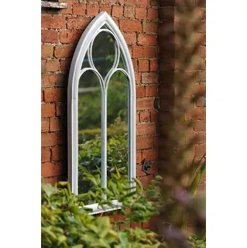 Zrcadlo Zrcadlo s vitráží CHURCH, bílá, patina, 61x5x112 cm|Esschert Design