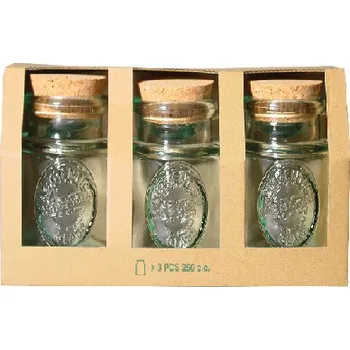 Dóza na potraviny Dóza z recyklovaného skla s kork. uzávěrem AUTHENTIC 0,25 L, set 3ks (balení obsahuje 1box)|Vidrios San Miguel|Recycled Glass