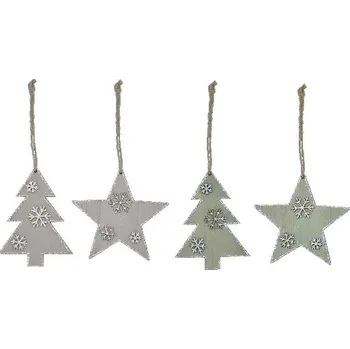 Vánoční dekorace Závěs hvězda a stromek, balení obsahuje 4 kusy!, V|Ego Dekor