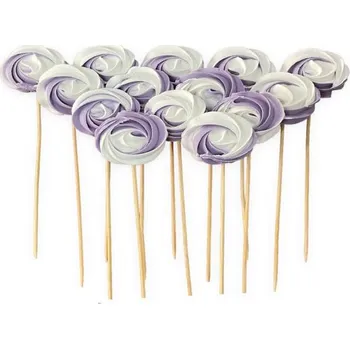 Jedlá dekorace na dort Cukrová lízátka bílo fialová 12ks - I LOVE CAKES