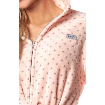 Dámské noční prádlo L&L župan dámský 9156 ZPPR - morela, L (Dámský župan na zip s kapucí)