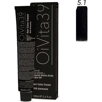 Barva na vlasy OiVita39 Hair Color Cream with Ammonia 5.1 - Profesionální krémová barva na vlasy s amoniakem 100 ml